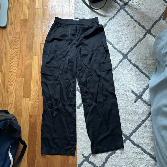 Black Abercrombie Satin Cargo Pants - Picture 3 of 5